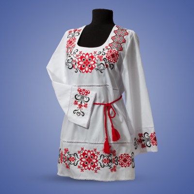 Embroidered tunic "Tenderness" red